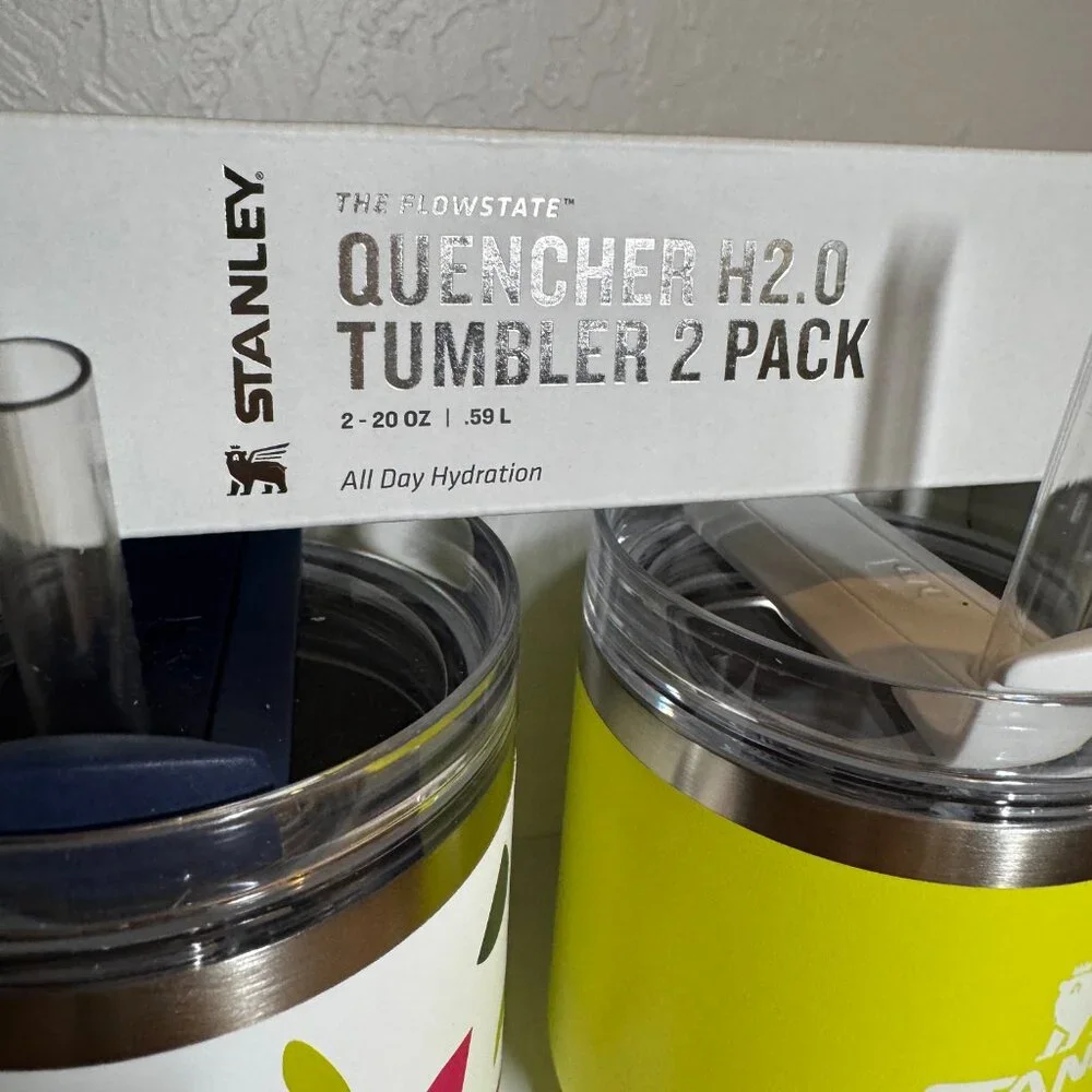 STANLEY 20oz‎ Quencher Tumbler 2 Pack NWT H2.0 Abstract Geo/Electric Yellow - Picture 4 of 5